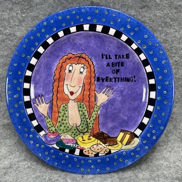 Lotus 2003 Humor Dessert Plates Lot of 3 Enjoy Abundance. Eat Dessert! Fun Y2K - Picture 5 of 9